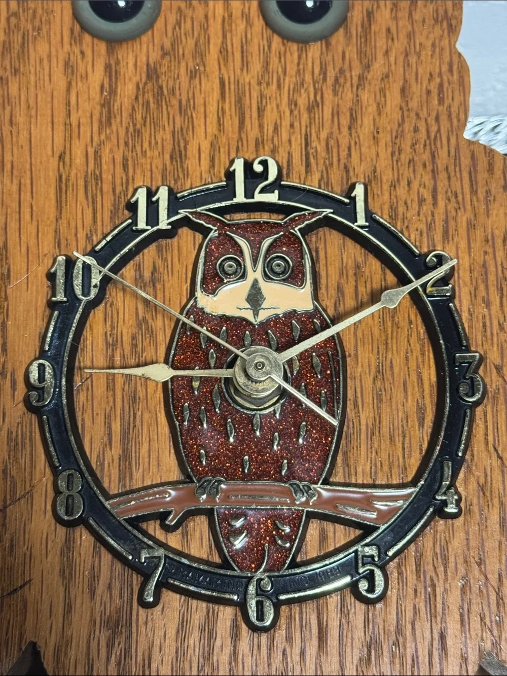 Vintage Handmade Wooden Owl Wall Clock